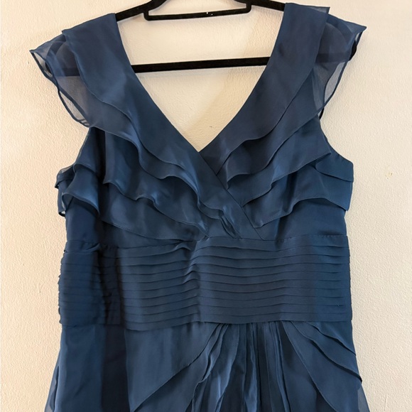 Adrianna Papell Chiffon Tiered Ruffle Evening Gown – Floor Length Formal Dress - Picture 3 of 9